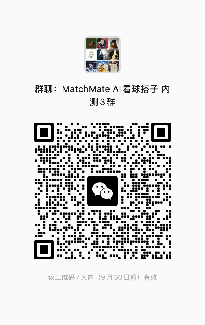 MatchMate AI看球搭子 内测3群 群聊二维码